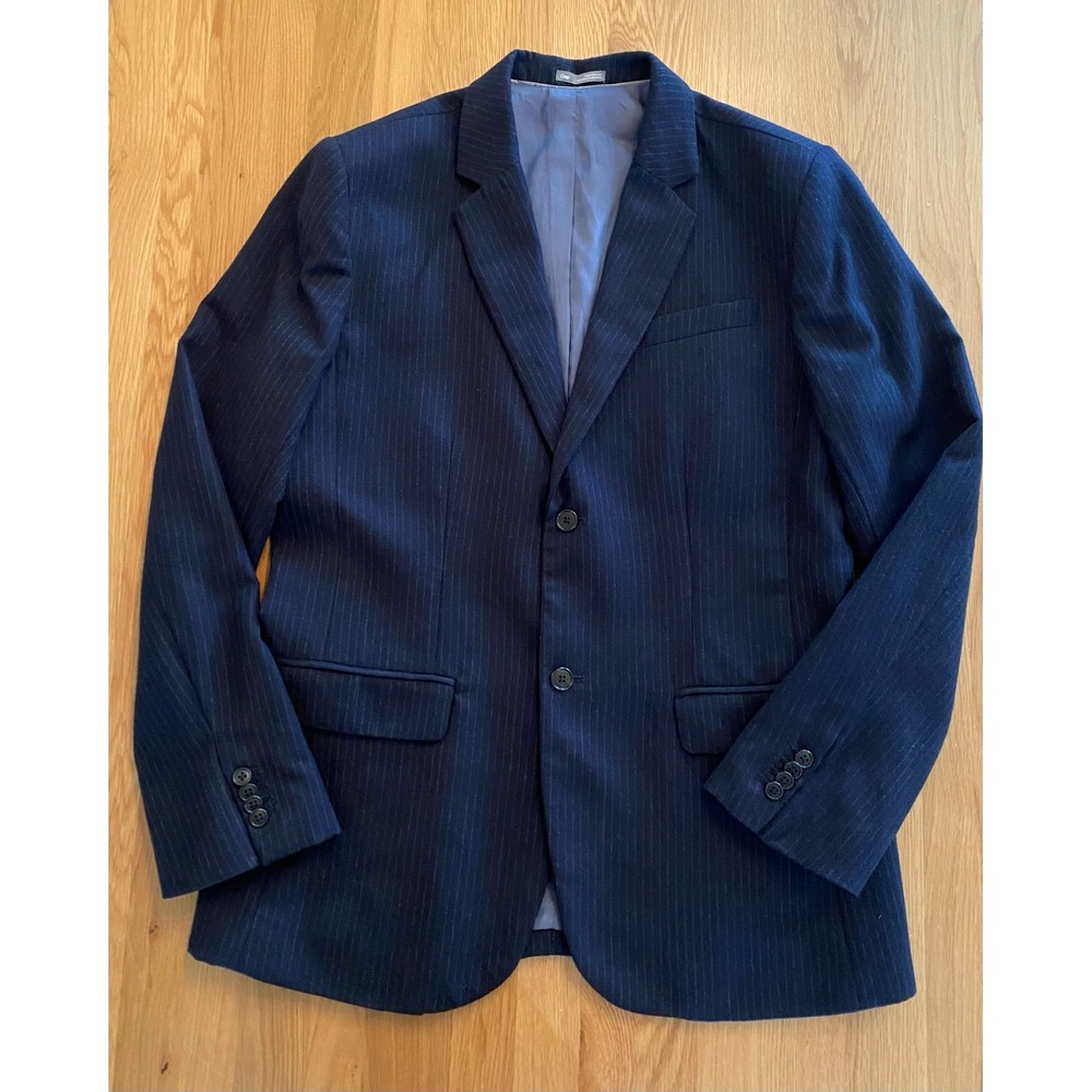 Gap L Navy Pinstripe Wool Blazer Sport‎ Coat Jacket 2 Button Jacket Classic
